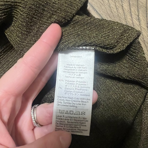 NWT Madewell Women's Olive Green Ribbed Knit Twist Front Collared Shirt Size L - Picture 5 of 9